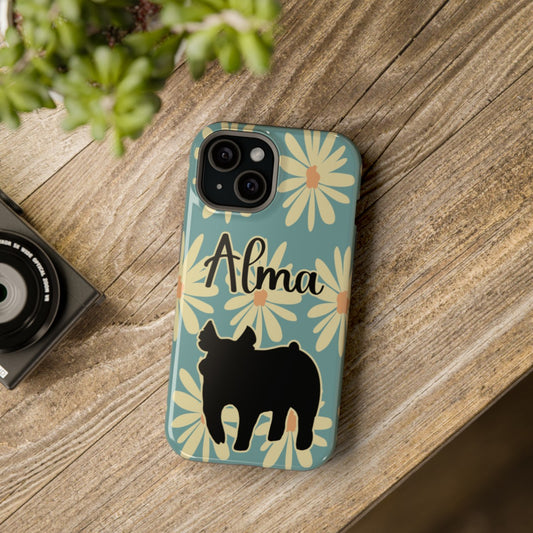 Livestock Show Pig Phone Cases - Customized with Name & Animal - MagSafe Tough iPhone Cases
