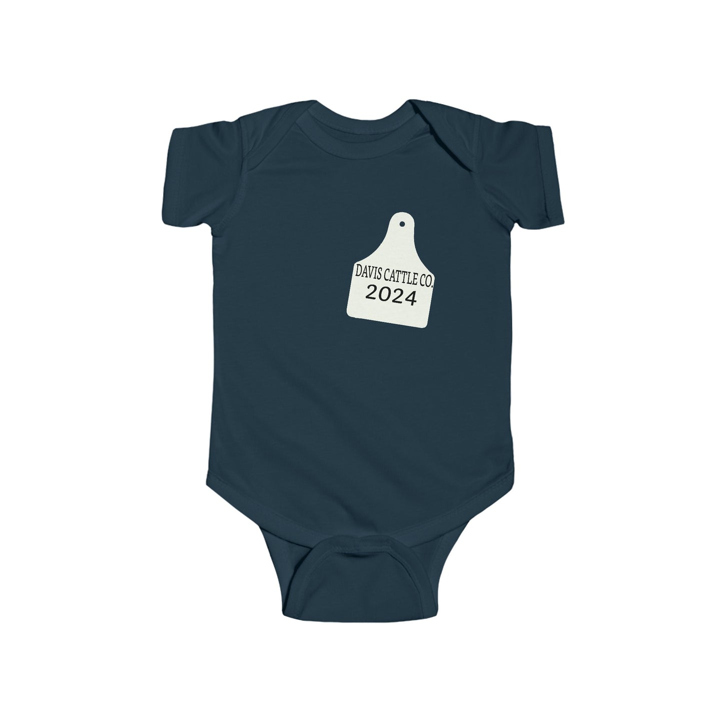 Customized Name and Date Cattle Ear Tag Baby & Kids Onesie Bodysuit