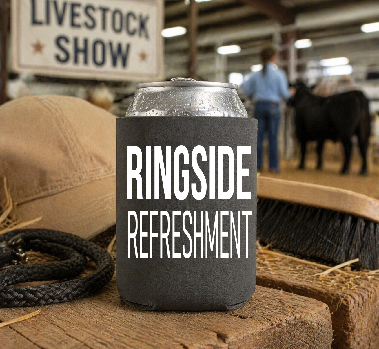 Livestock Show Koozie | Insulated 12 oz Can Cooler | Made in the USA, Printed on Both Sides
