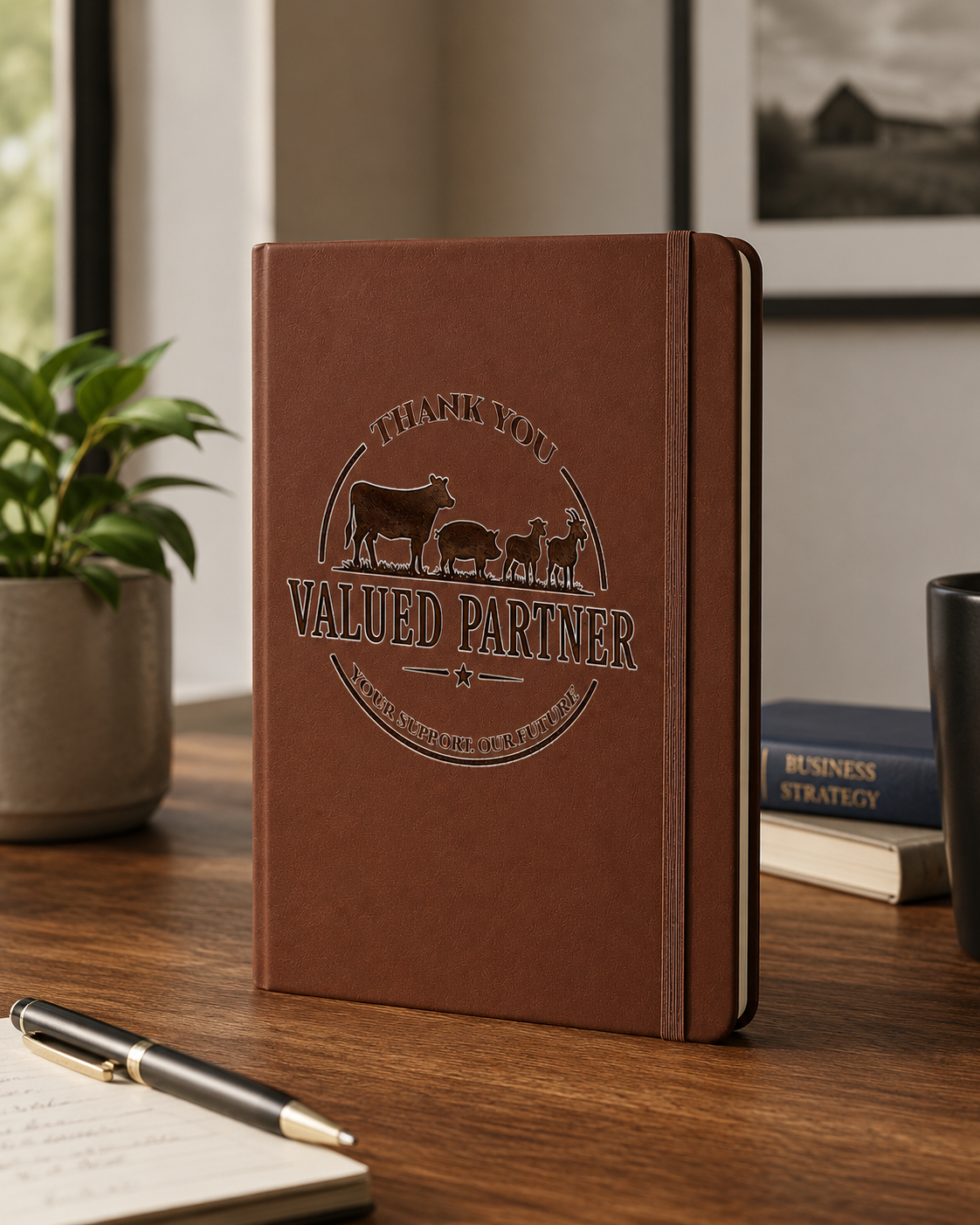 Livestock Show Buyer Appreciation Gift Set – Personalized PU Leather Notebook for Stock Show Supporters