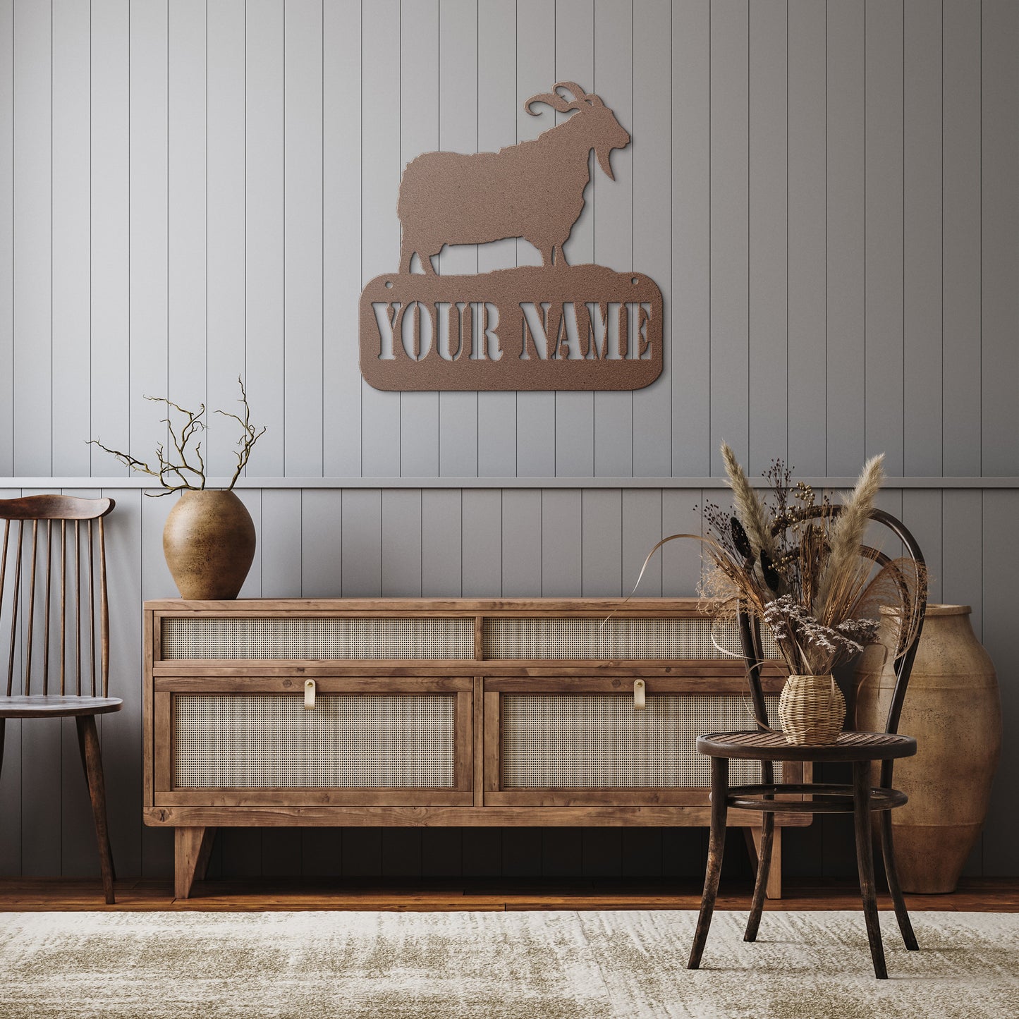Customized Name or Farm Angora Goat Metal Art - 18 Guage Steel - Powder Coated and Weatherproof - Livestock Show Animals