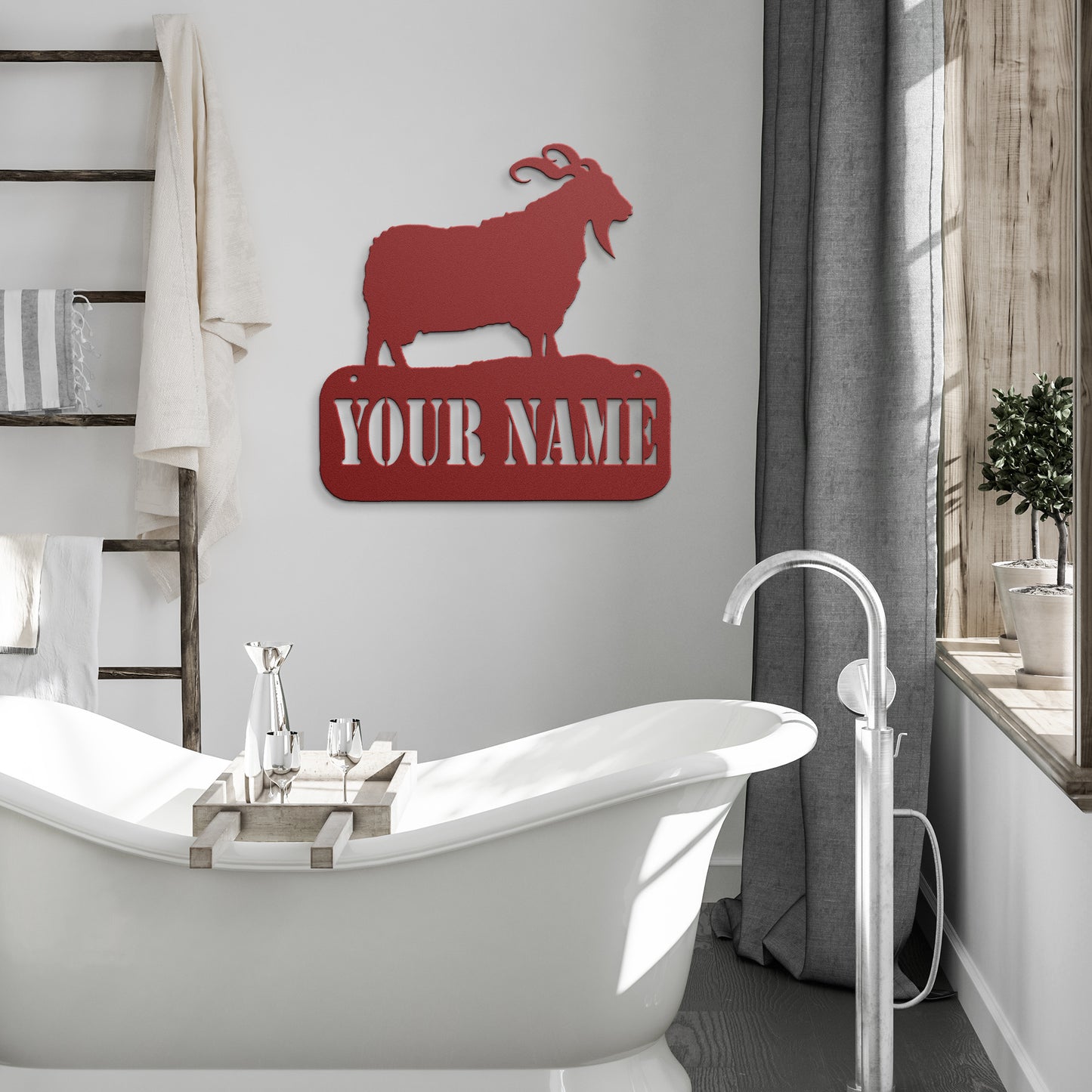 Customized Name or Farm Angora Goat Metal Art - 18 Guage Steel - Powder Coated and Weatherproof - Livestock Show Animals