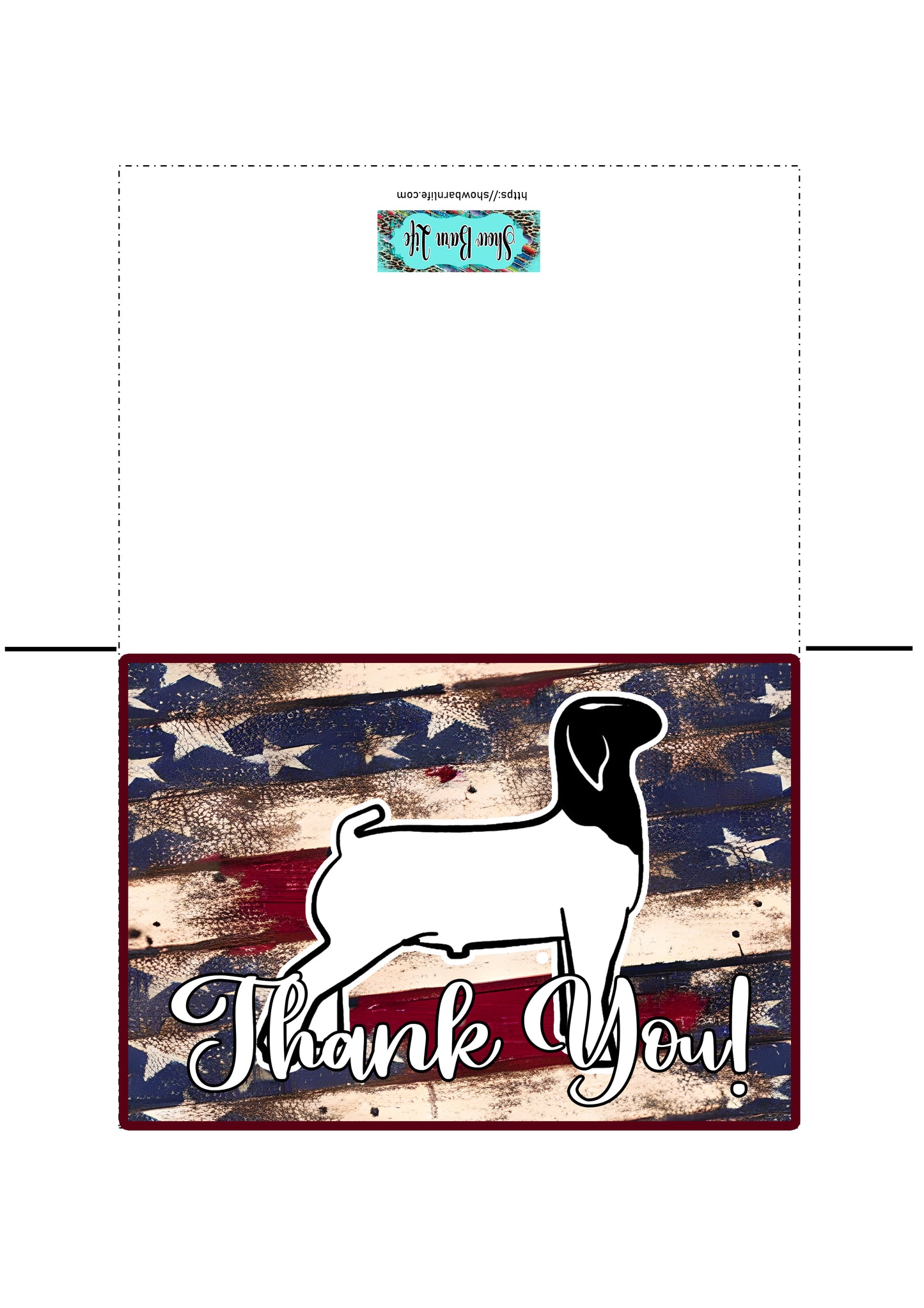 Grunge USA Flag Black White Goat Thank You Card - Livestock Show Goat Card