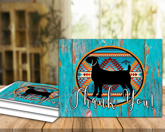 Black Silhouette Market Goat Thank You Card - Goat Cards