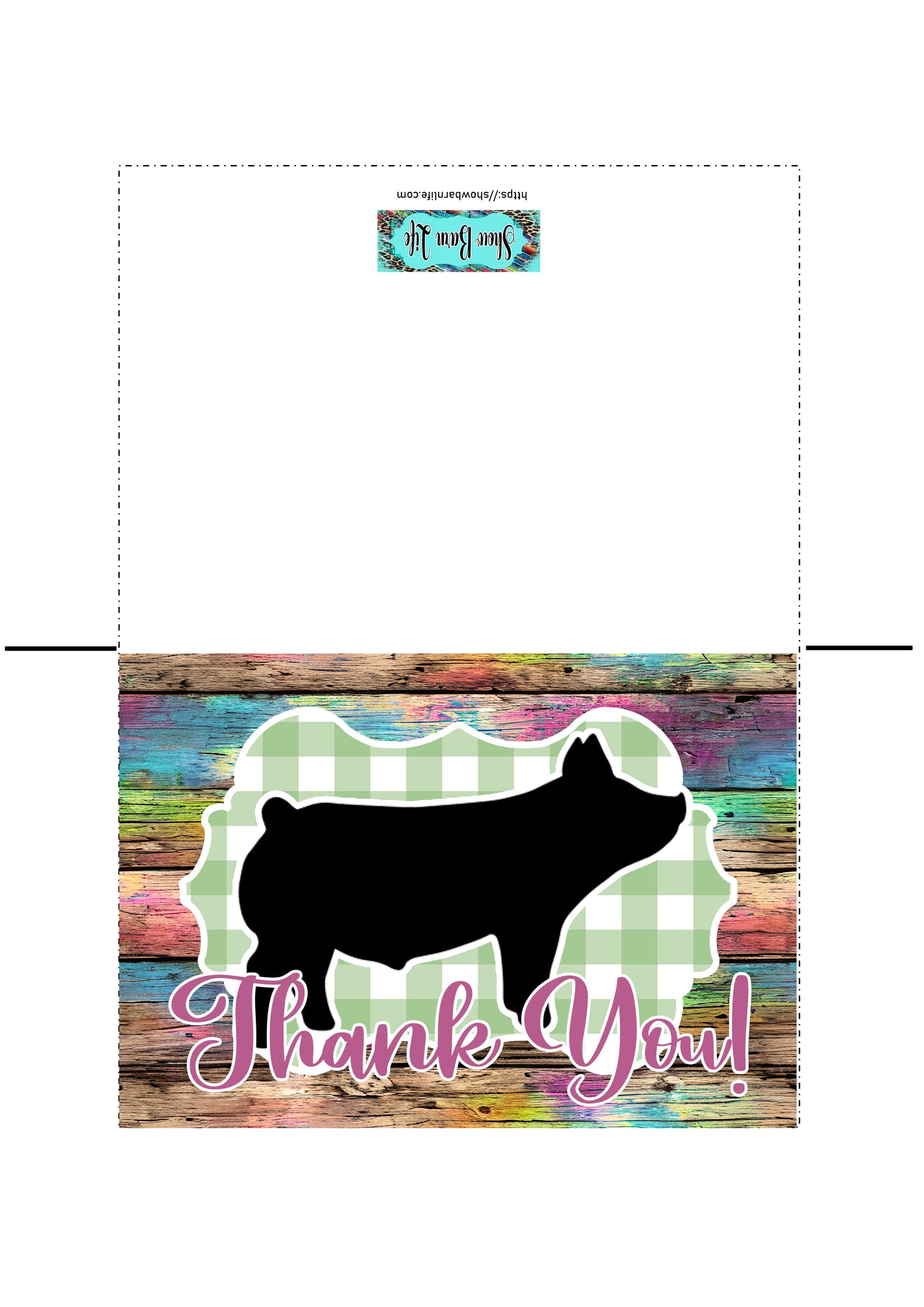 Cute Pig Silhouette Thank You Card - Pig Digital Cards - Pig Cards