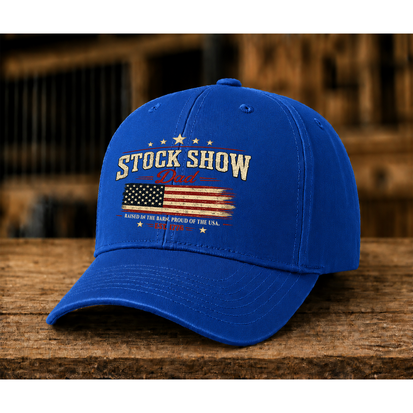 Vintage Stock Show Dad Patriotic Hat – USA Livestock Show Dad Cap - DTF Print Hat