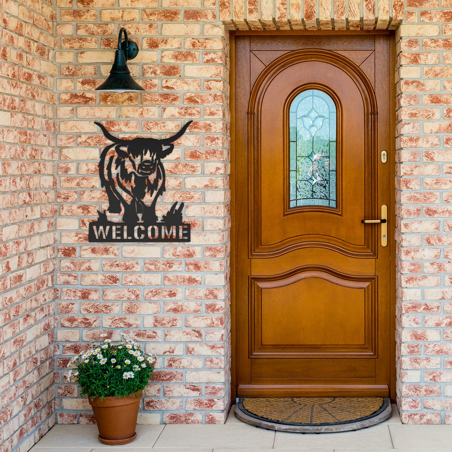 Rustic Highland Cow Metal Art-Welcome Farmhouse Wall Decor