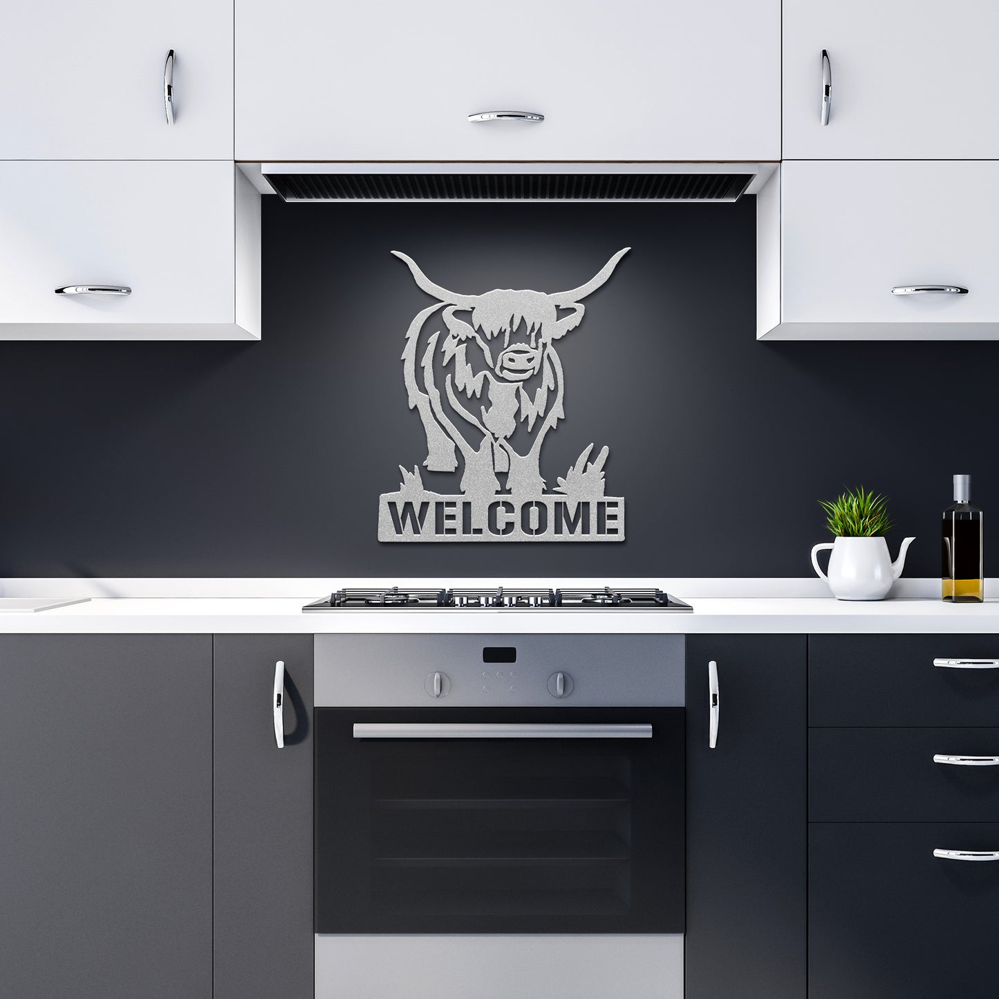 Rustic Highland Cow Metal Art-Welcome Farmhouse Wall Decor