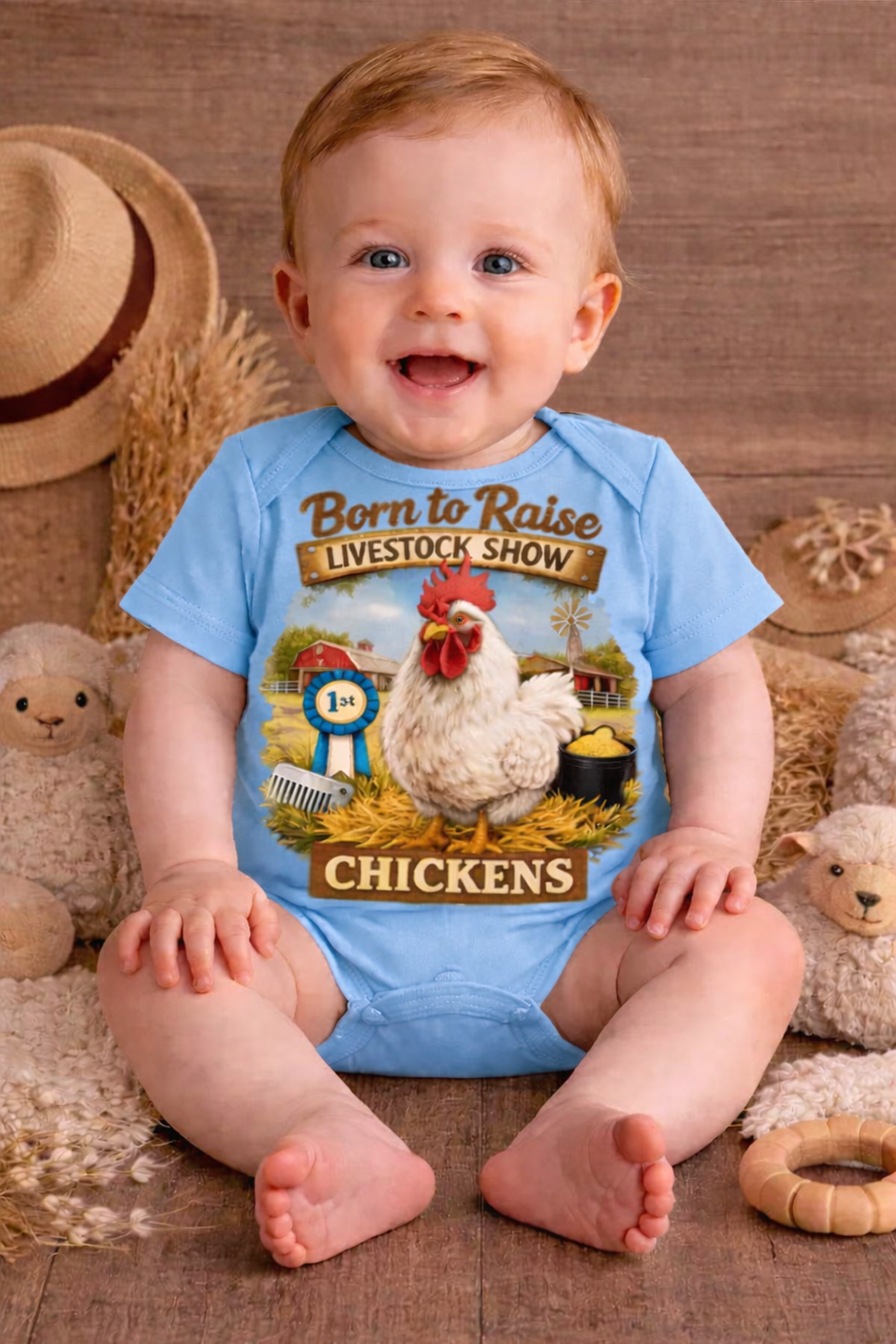 Born to Raise Chickens Baby Onesie – Livestock Show Outfit, Farm Baby Clothes, County Fair Gift, Barnyard Infant Bodysuit