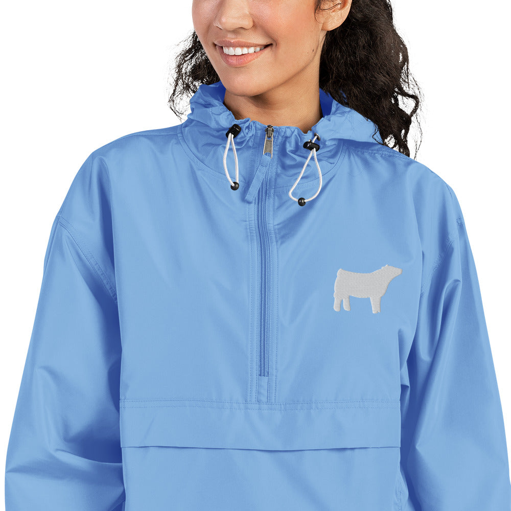 Embroidered Packable Jacket - Wash Rack Pullover Jacket - Livestock Show Charolais Heifer