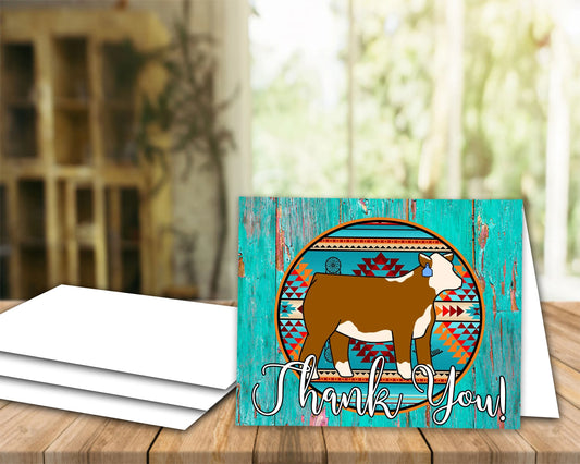 Livestock Show Hereford Heifer Thank You Card- Cow Digital Cards -Cow Card