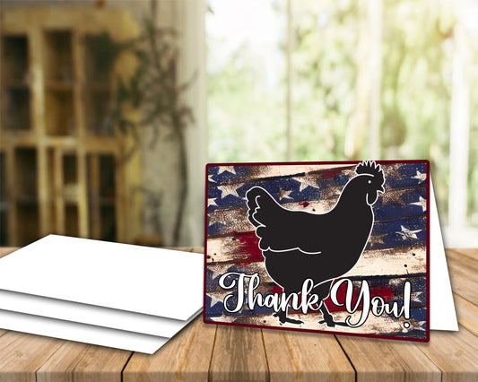 USA Patriotic Show Chicken "Thank You" Card - Poultry Digital Cards