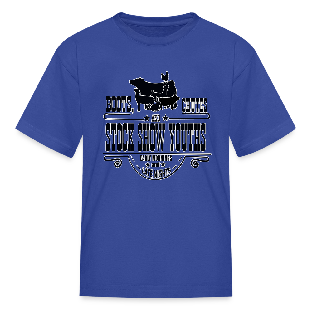 Youth Short-Sleeve Shirt - Boots, Chutes and Stock Show Youths - royal blue