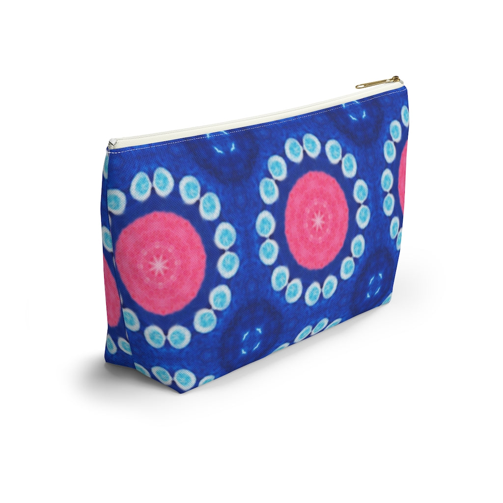 Pink Blue Circle T-bottom Zipper Pouch