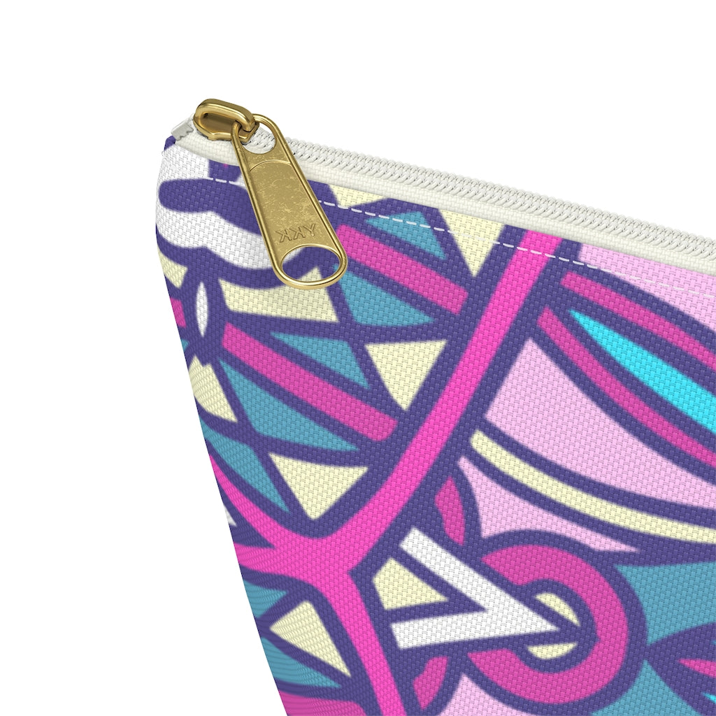 Lavender Teal Aztec Indian T-bottom Zipper Pouch