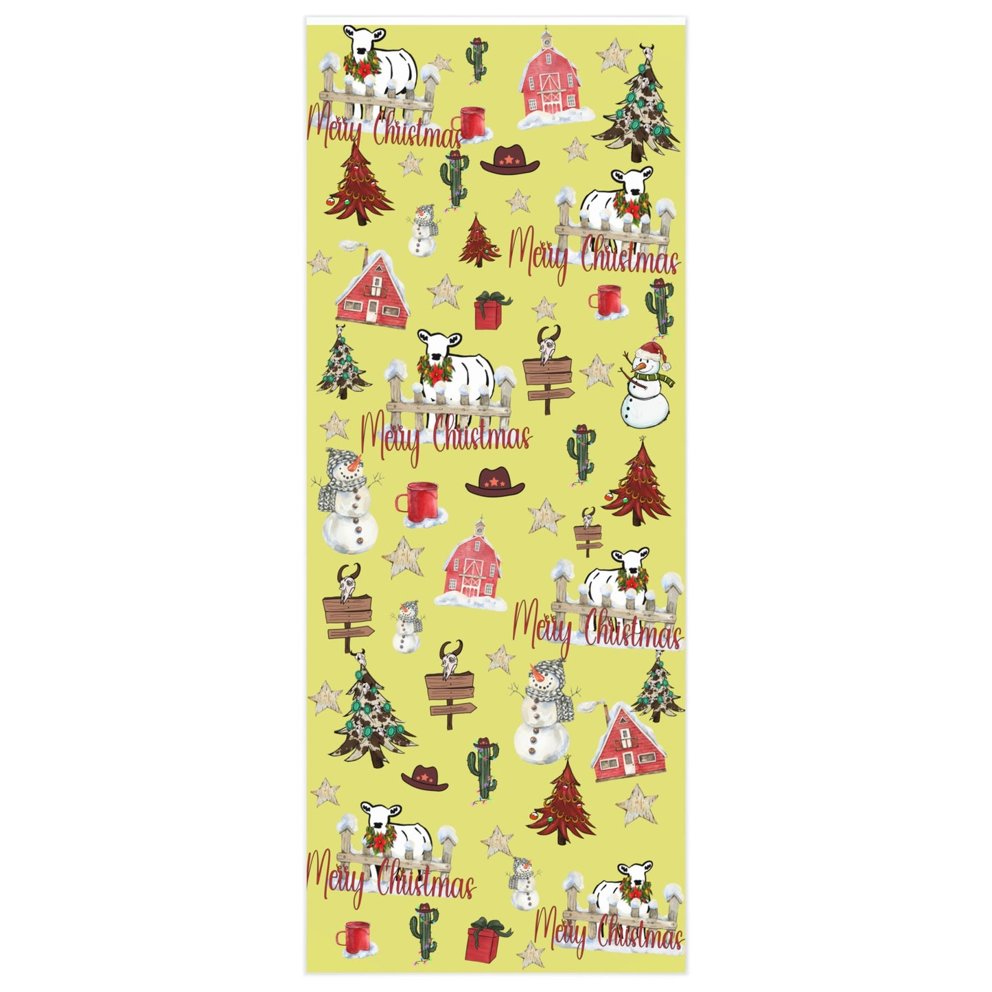 Christmas Livestock Show Heifer Wrapping Paper - Printed on One Side - 24" x 5' long Paper - Holiday Wrapping Paper - Show Cows