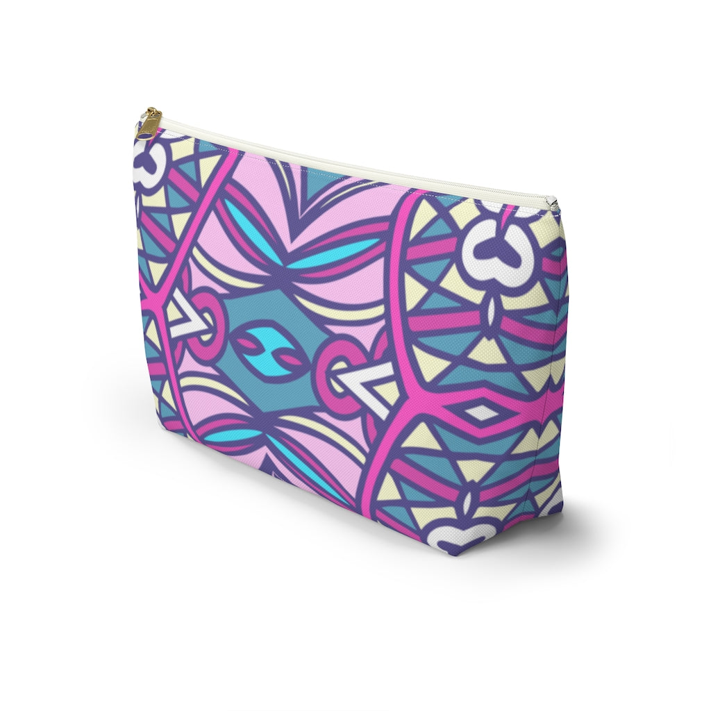 Lavender Teal Aztec Indian T-bottom Zipper Pouch