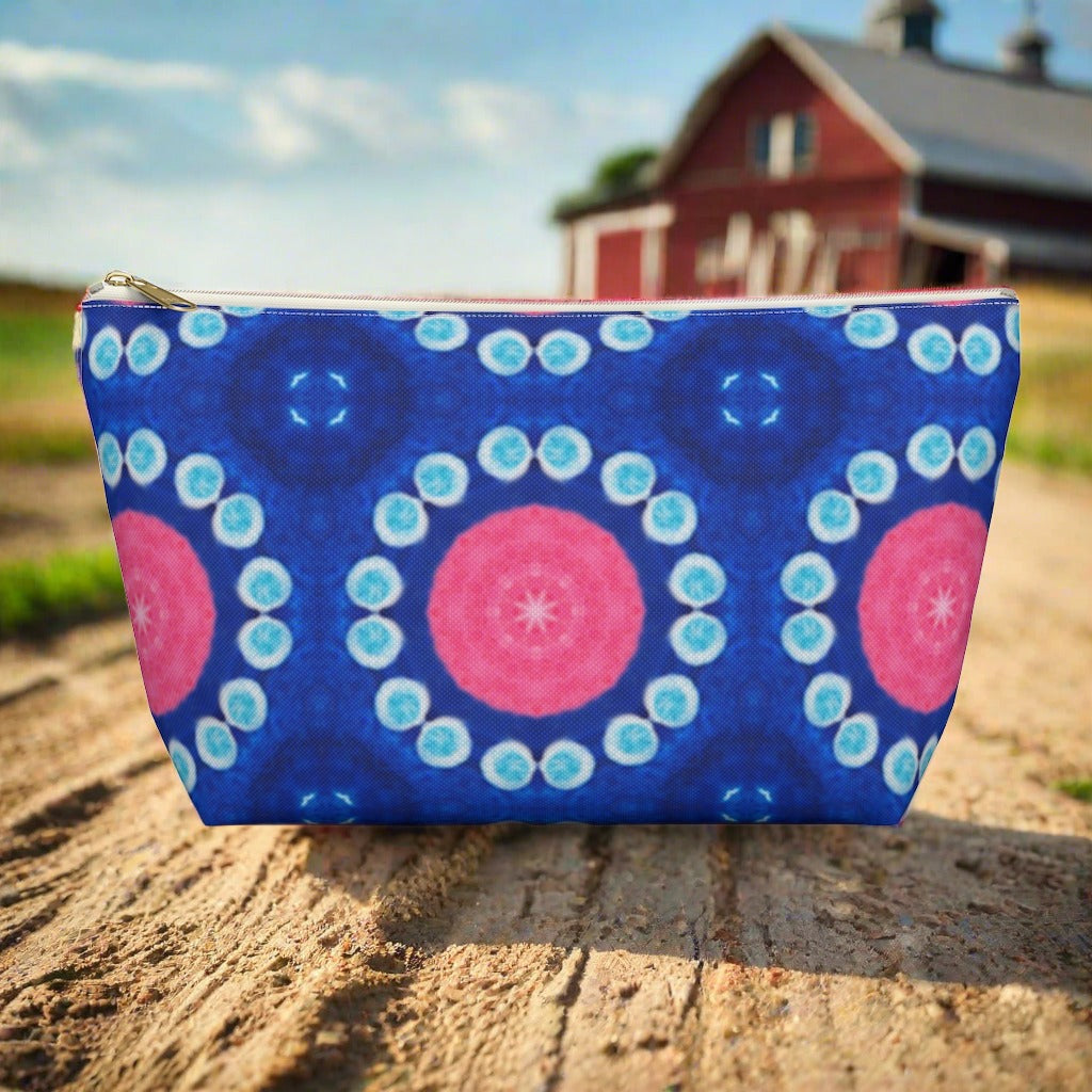 Pink Blue Circle T-bottom Zipper Pouch