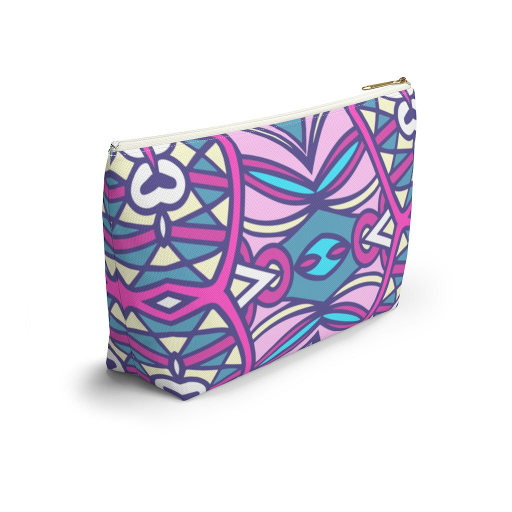 Lavender Teal Aztec Indian T-bottom Zipper Pouch