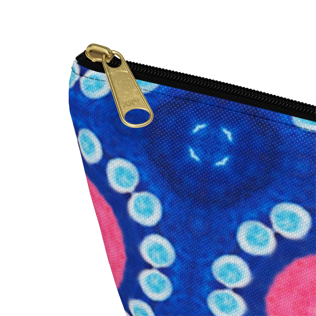 Pink Blue Circle T-bottom Zipper Pouch