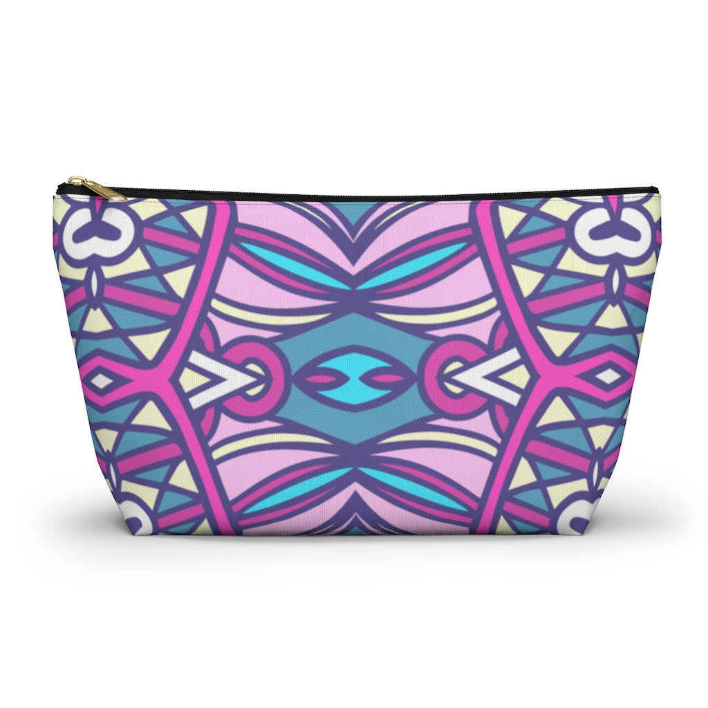 Lavender Teal Aztec Indian T-bottom Zipper Pouch