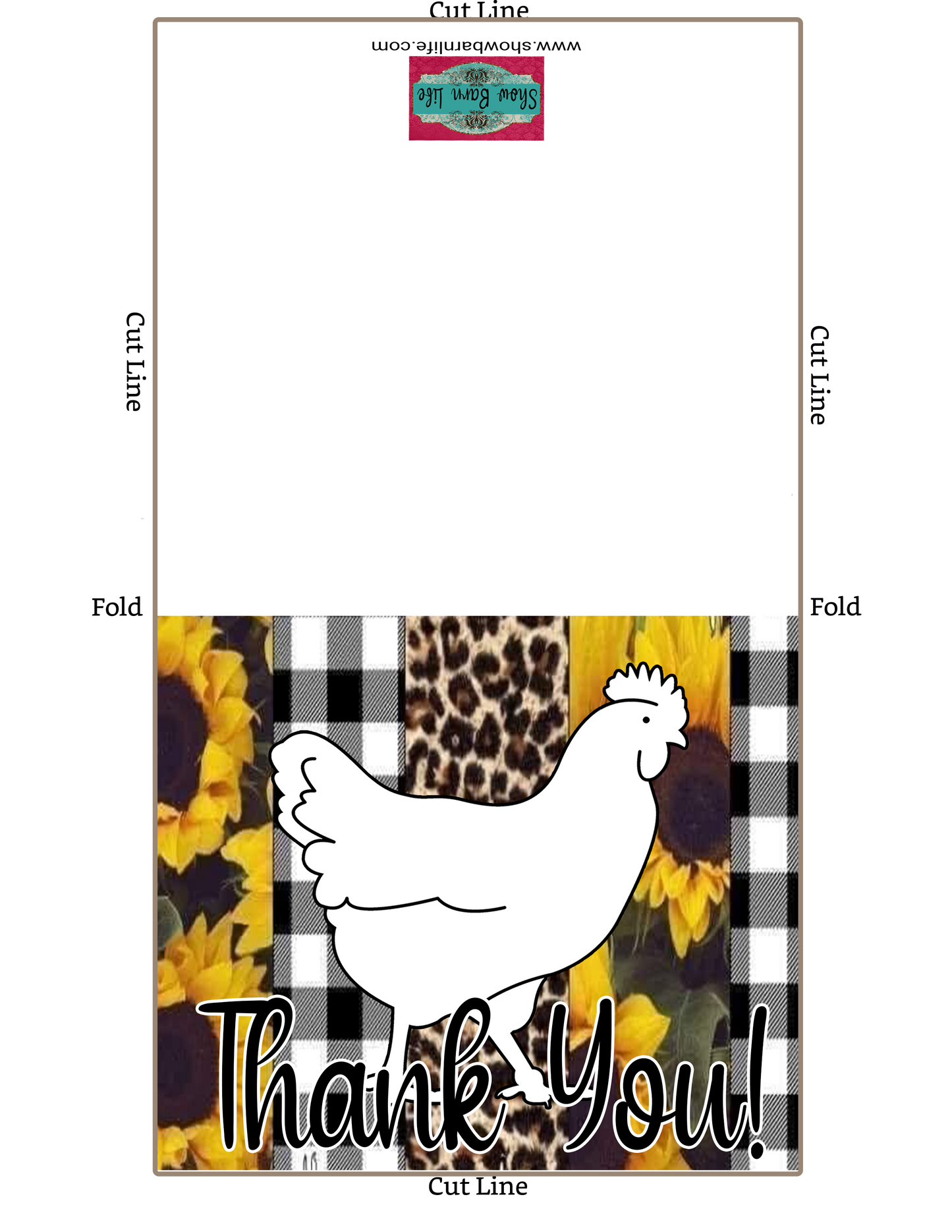 Tarjeta de agradecimiento de aves de corral de espectáculo de ganado - Pollo de exhibición de stock - Guepardo de girasoles - Tarjetas digitales de aves de corral