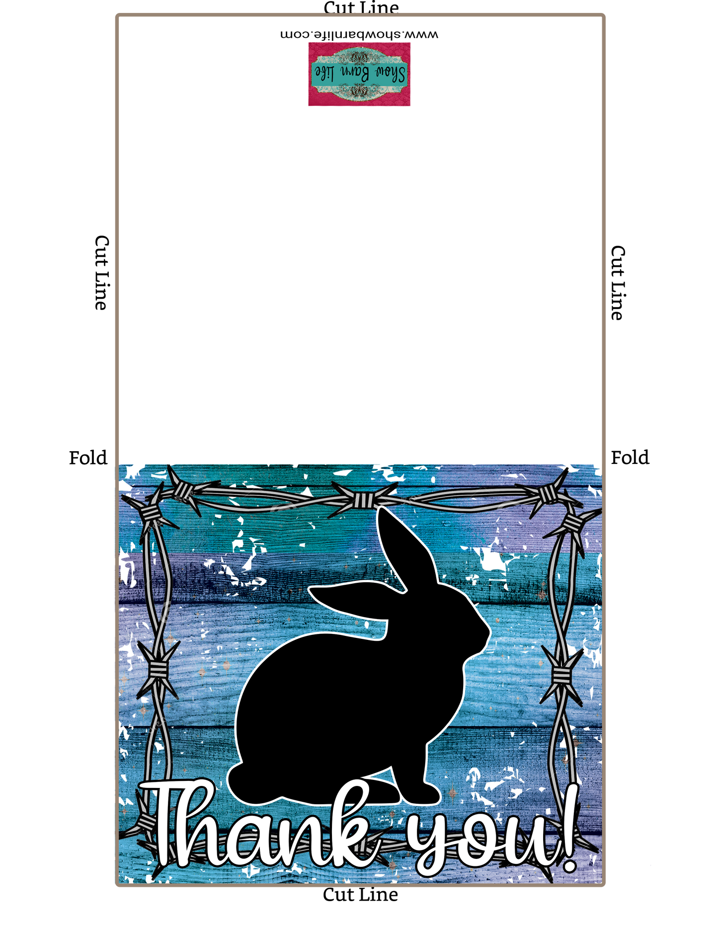 Digital Download - Livestock Show Rabbit -4x6-inchThank You Card - Rabbit Card