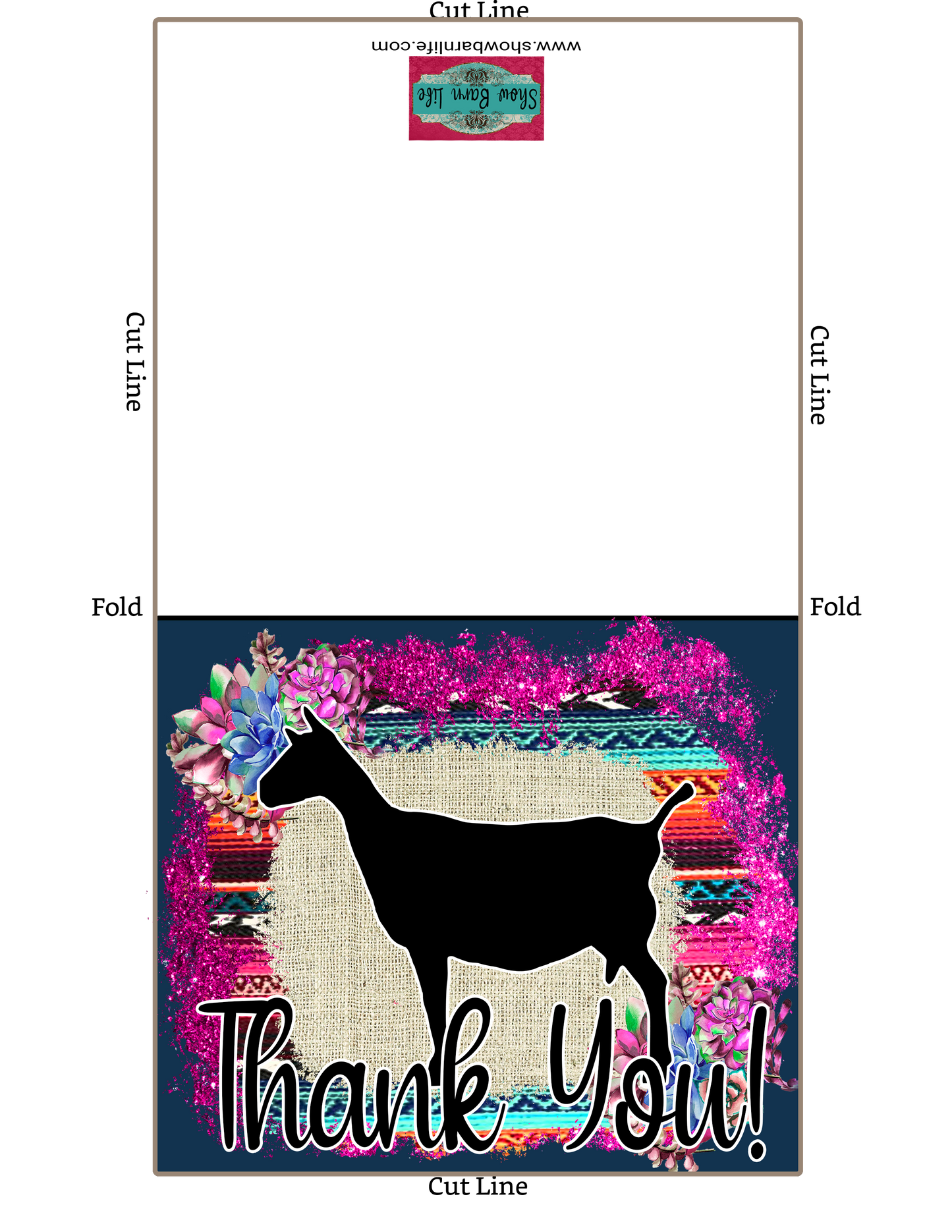 Livestock Show Nubian Dairy Goat Thank You Printable Card - 4x6-inch Envelope Template - Goat Card