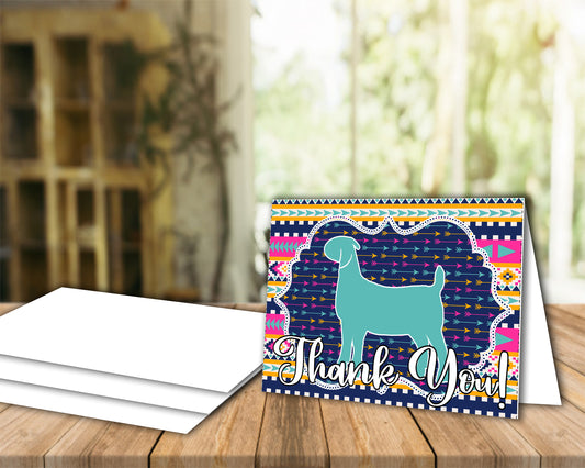 Livestock Show Goat Thank You Printable Card - 4x6-inch Envelope Template -Goat Card