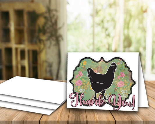 Livestock Show Chicken Thank You Printable Card -4x6-inch Envelope Template - Poultry Card