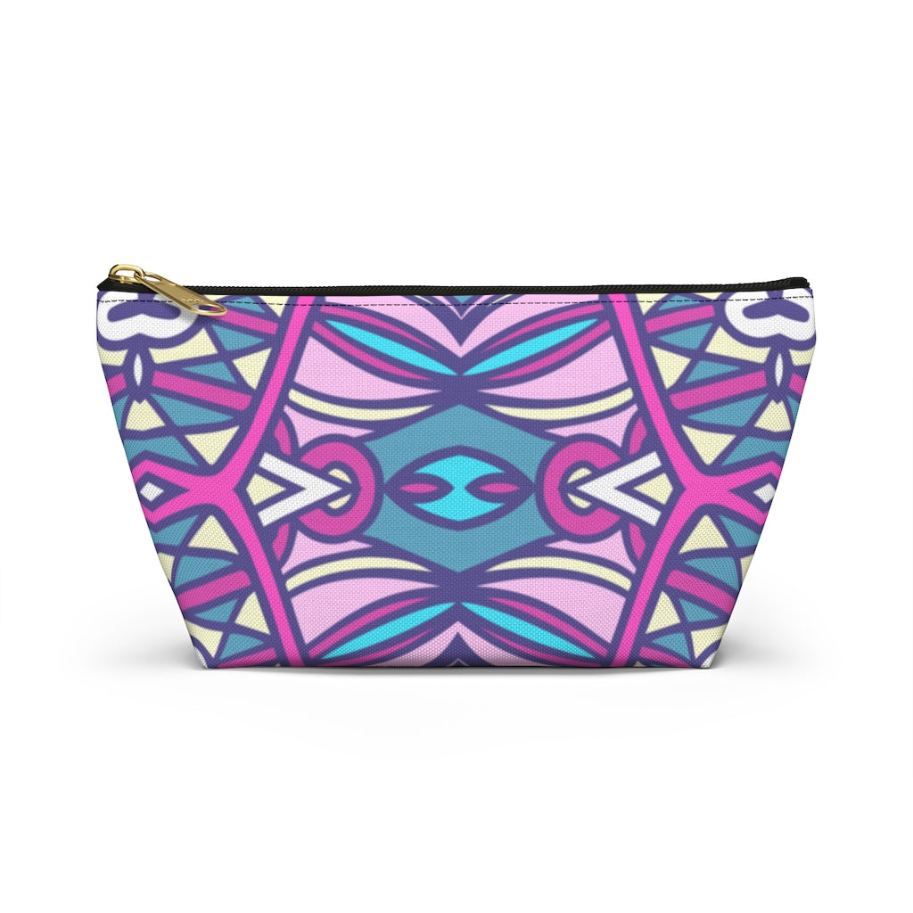 Lavender Teal Aztec Indian T-bottom Zipper Pouch