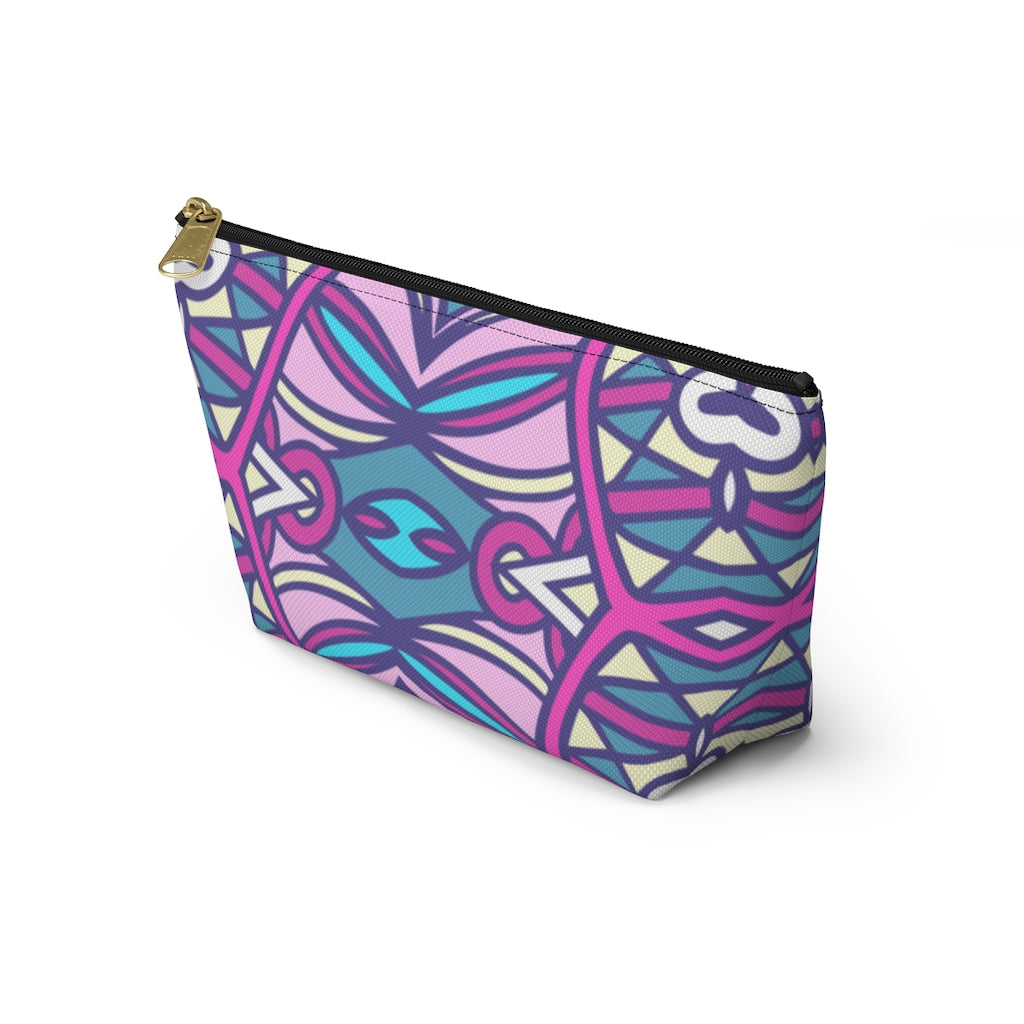 Lavender Teal Aztec Indian T-bottom Zipper Pouch