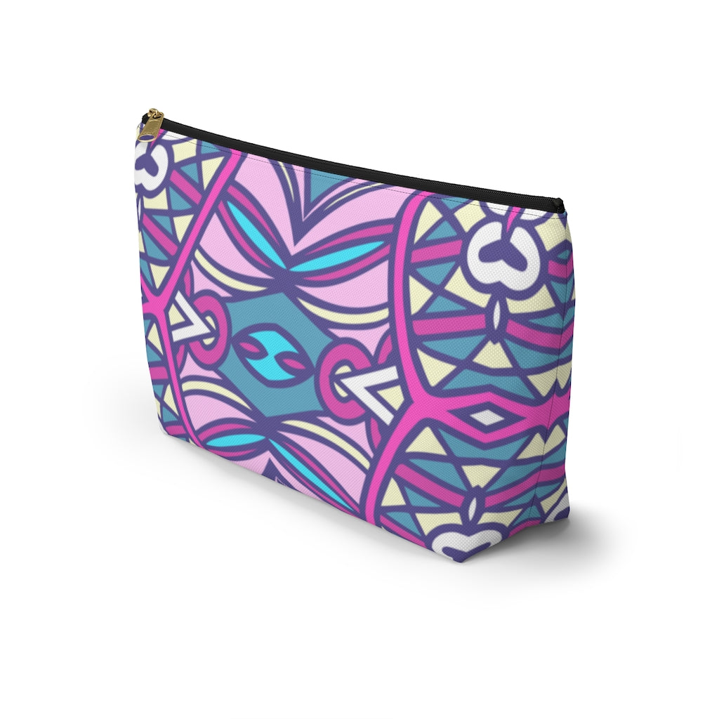 Lavender Teal Aztec Indian T-bottom Zipper Pouch