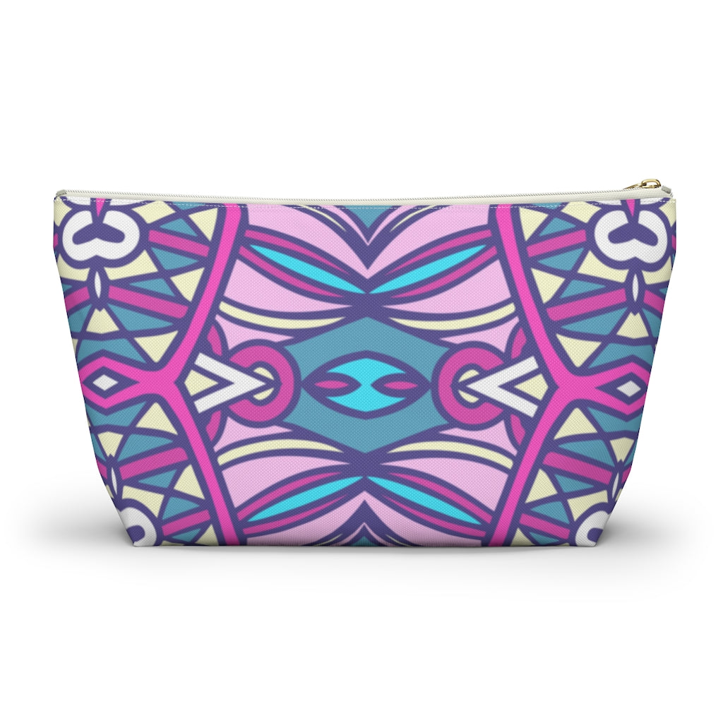 Lavender Teal Aztec Indian T-bottom Zipper Pouch