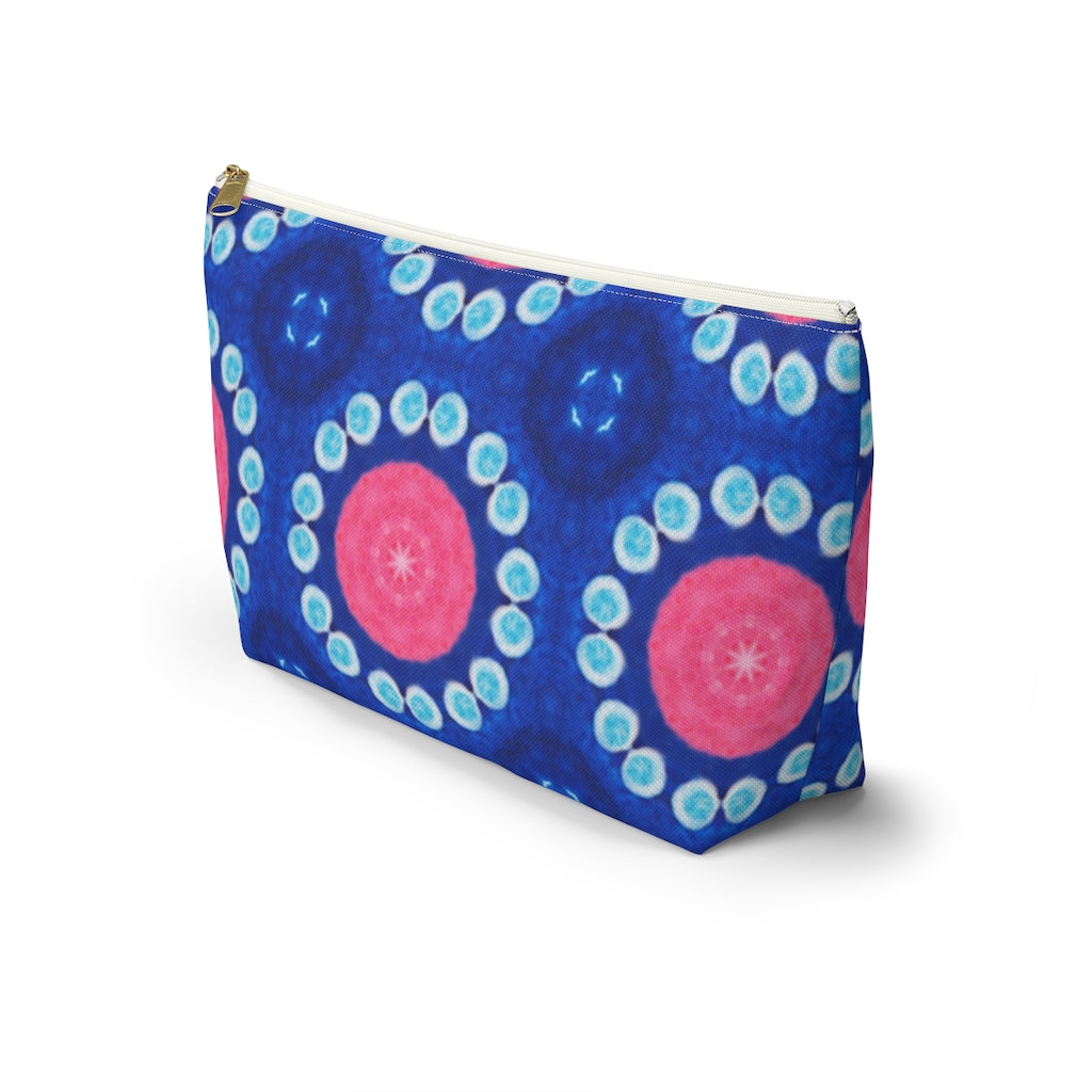 Pink Blue Circle T-bottom Zipper Pouch