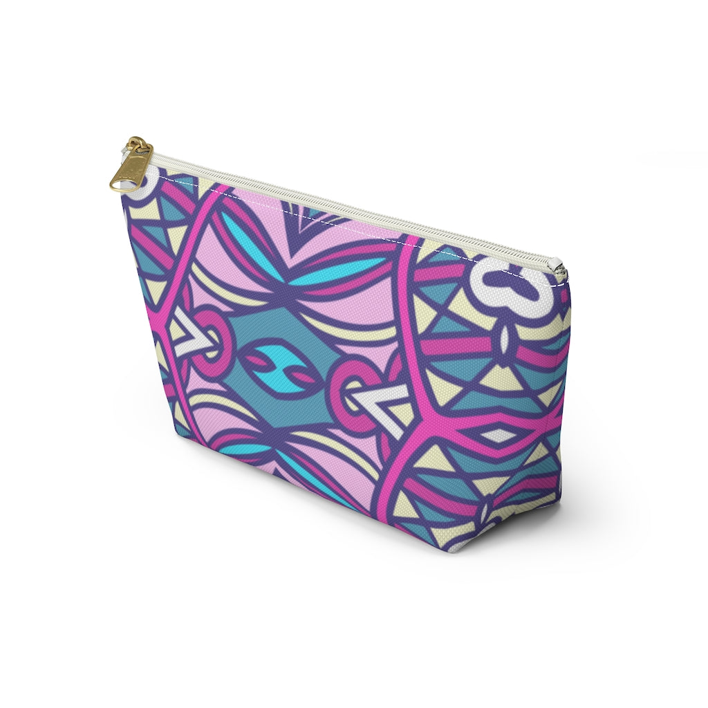 Lavender Teal Aztec Indian T-bottom Zipper Pouch