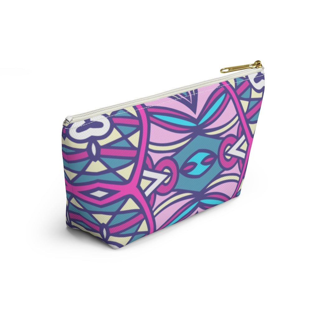 Lavender Teal Aztec Indian T-bottom Zipper Pouch