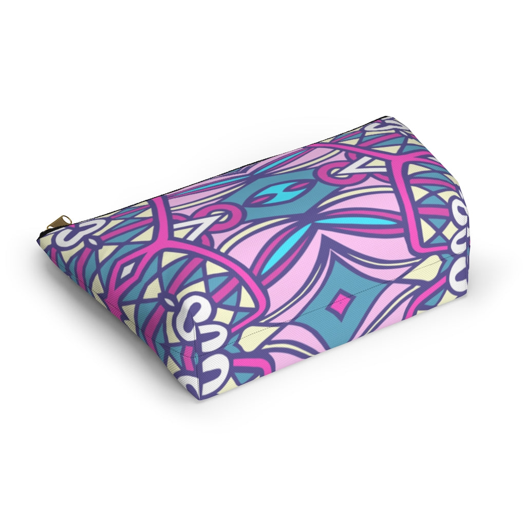 Lavender Teal Aztec Indian T-bottom Zipper Pouch