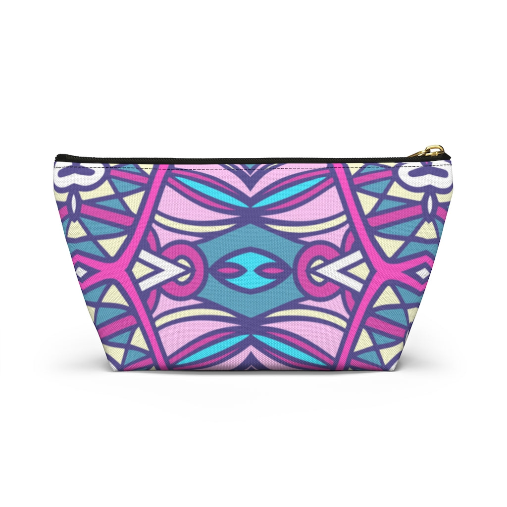 Lavender Teal Aztec Indian T-bottom Zipper Pouch