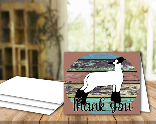 Livestock Show Lamb Thank You Printable Card - 4x6-inch Envelope Template - Lamb Card