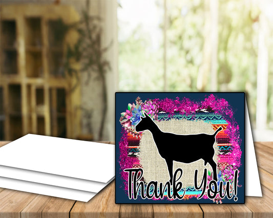 Livestock Show Nubian Dairy Goat Thank You Printable Card - 4x6-inch Envelope Template - Goat Card