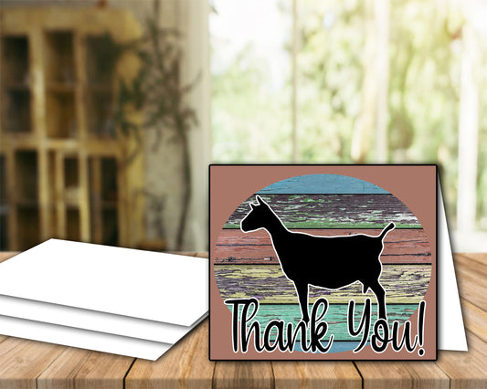 Livestock Show Nubian Dairy Goat- Thank You Printable Card - 4x6-inchEnvelope Template - Goat Card