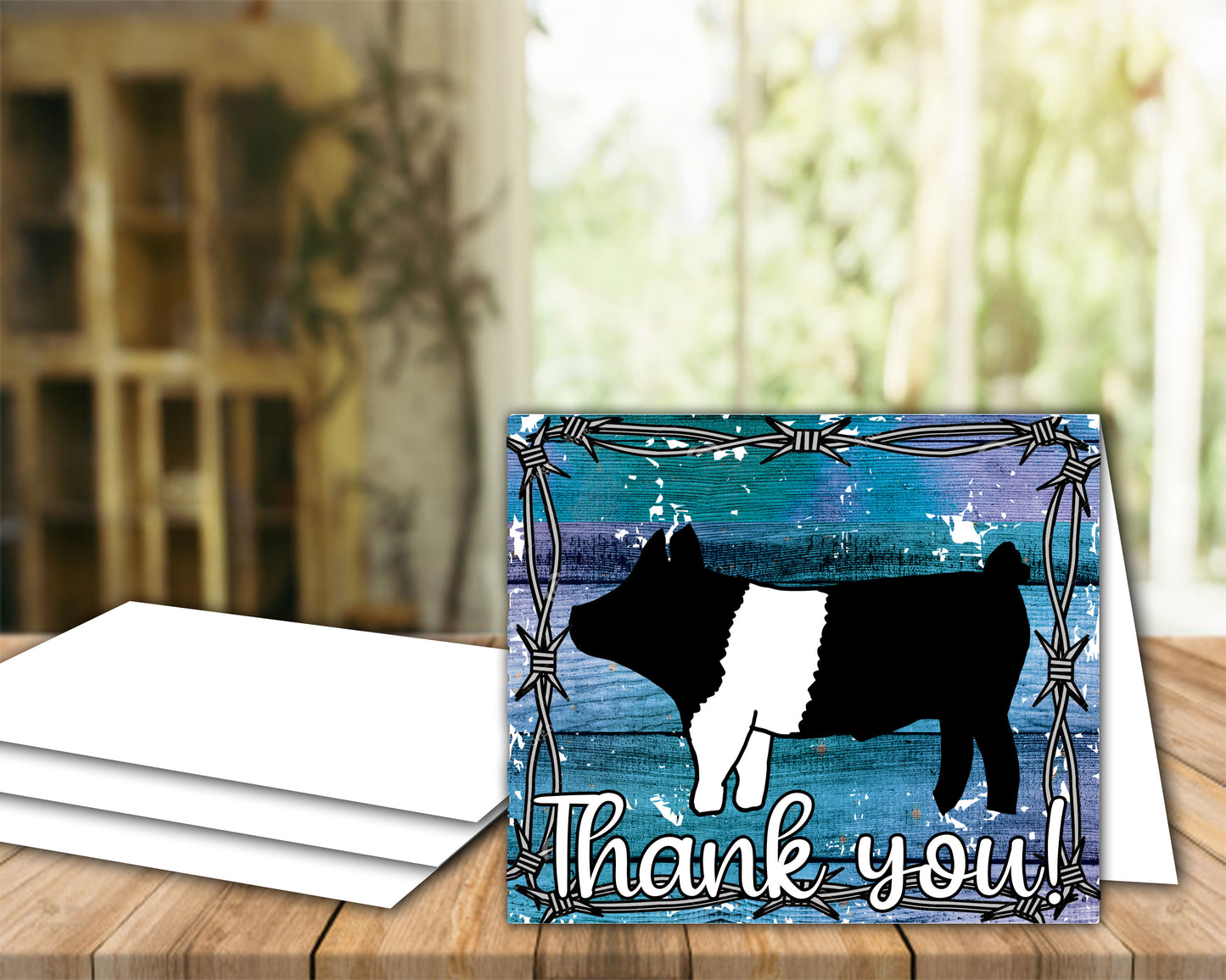 Digital Download - Livestock Show Swine - 4x6-inch Thank You Card - Pig Card