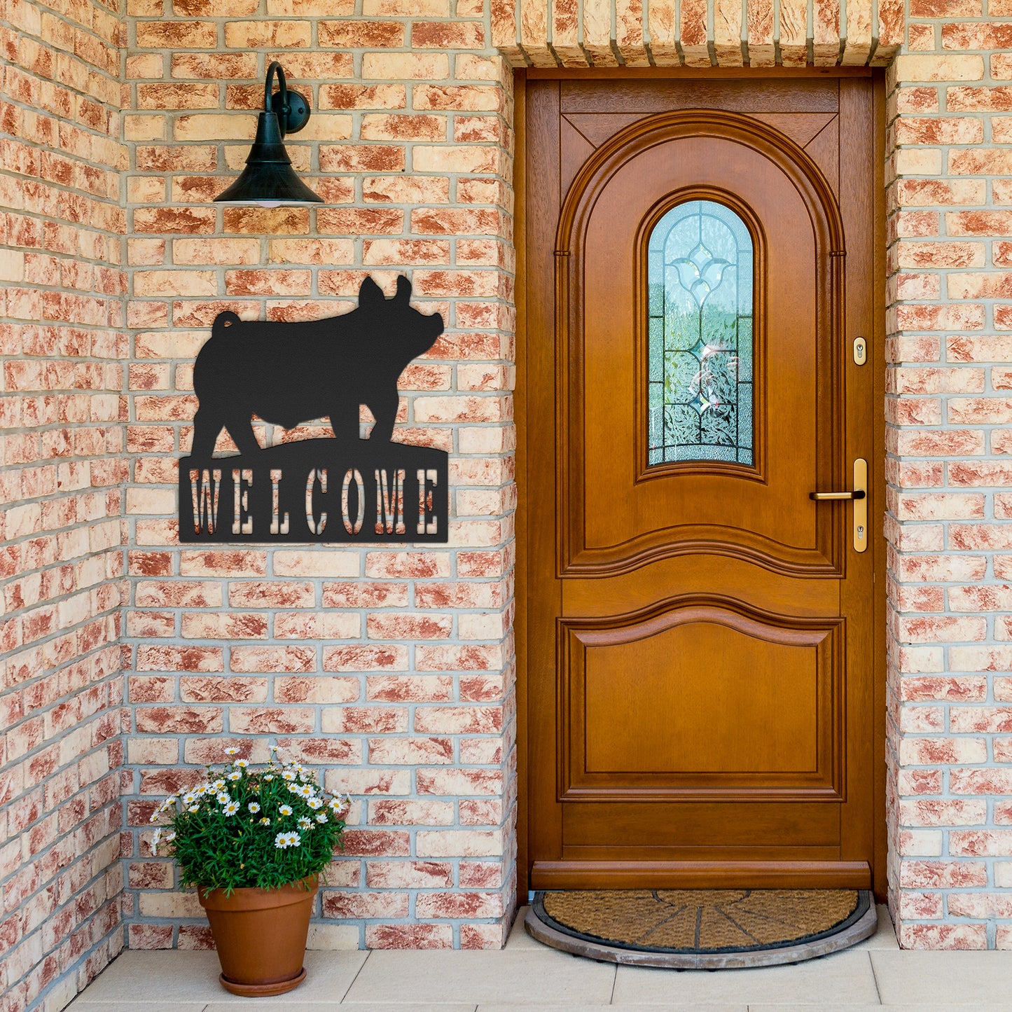 Welcome Powder-Coated Pig Metal Art- Livestock Show Swine - Wall Art - Plasma Cut Metal Sign