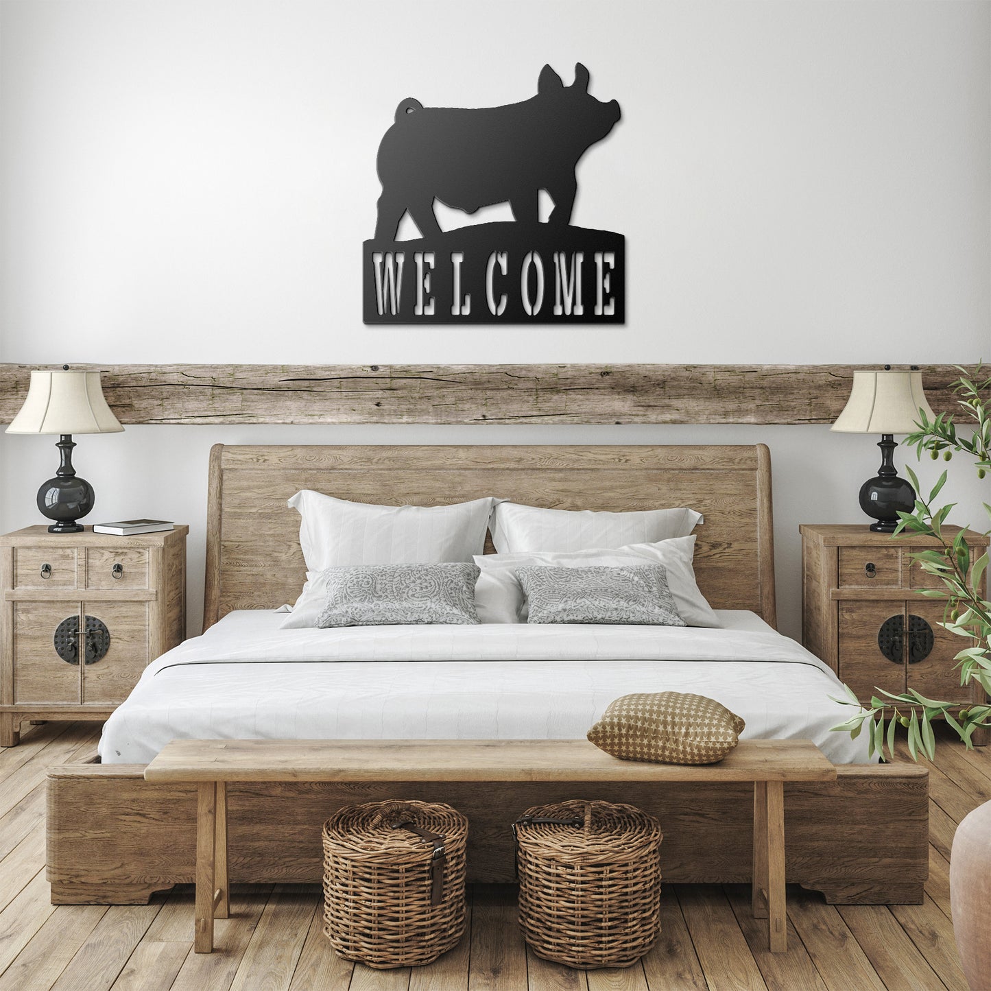 Welcome Powder-Coated Pig Metal Art- Livestock Show Swine - Wall Art - Plasma Cut Metal Sign