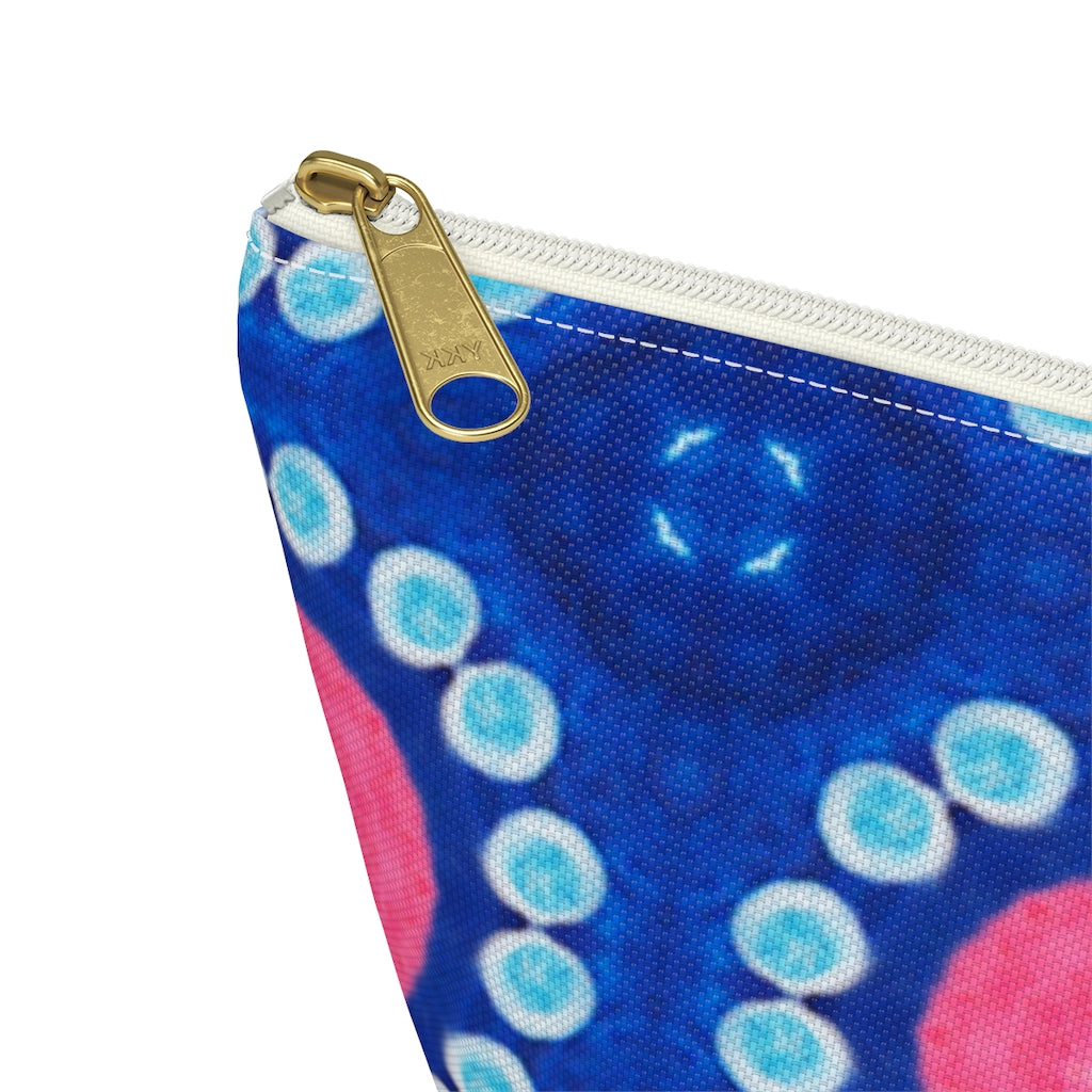 Pink Blue Circle T-bottom Zipper Pouch