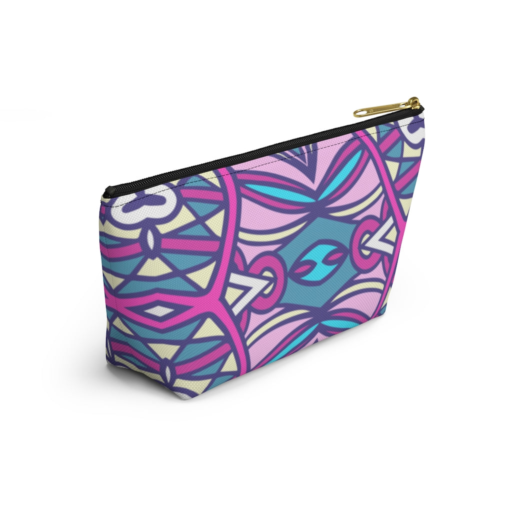 Lavender Teal Aztec Indian T-bottom Zipper Pouch