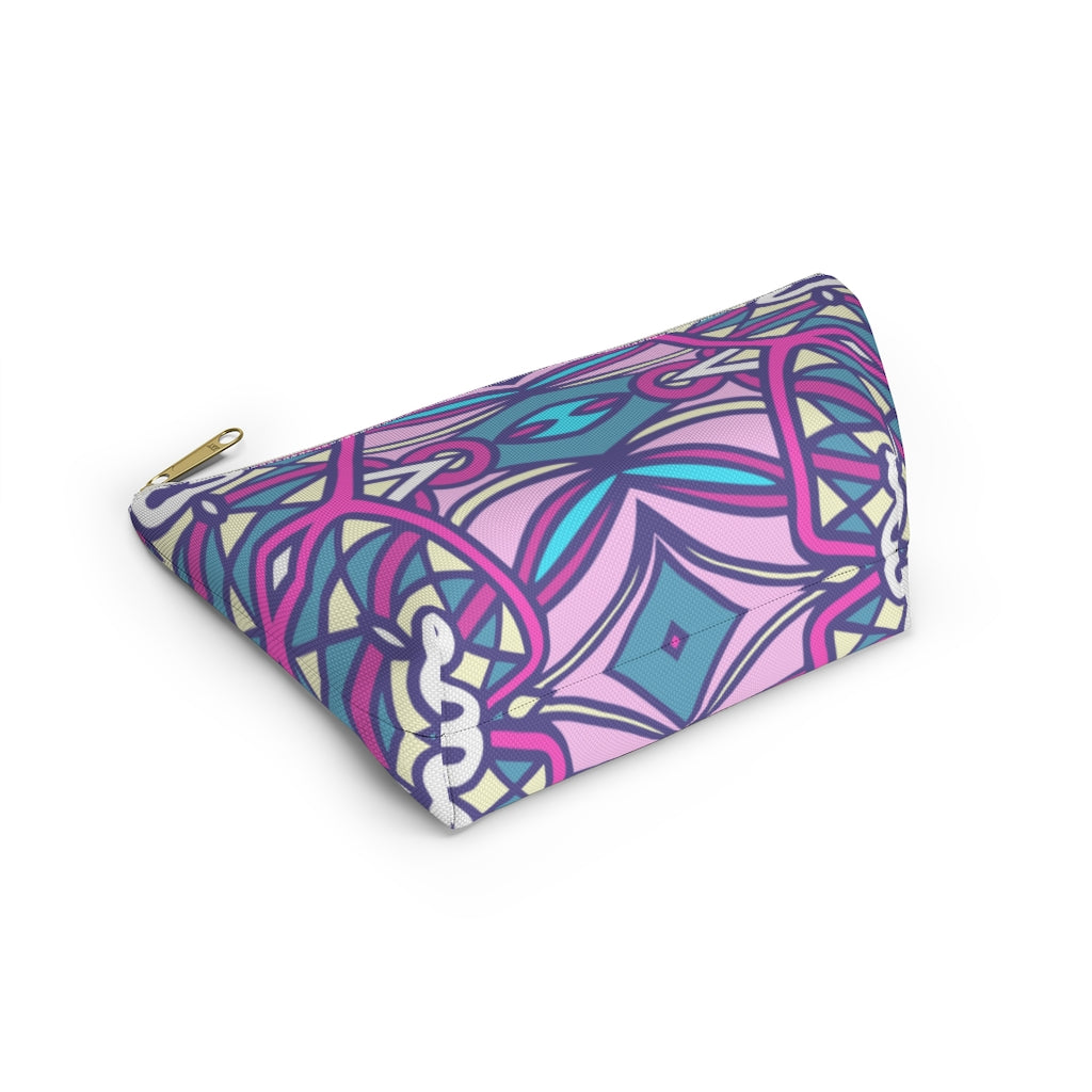 Lavender Teal Aztec Indian T-bottom Zipper Pouch