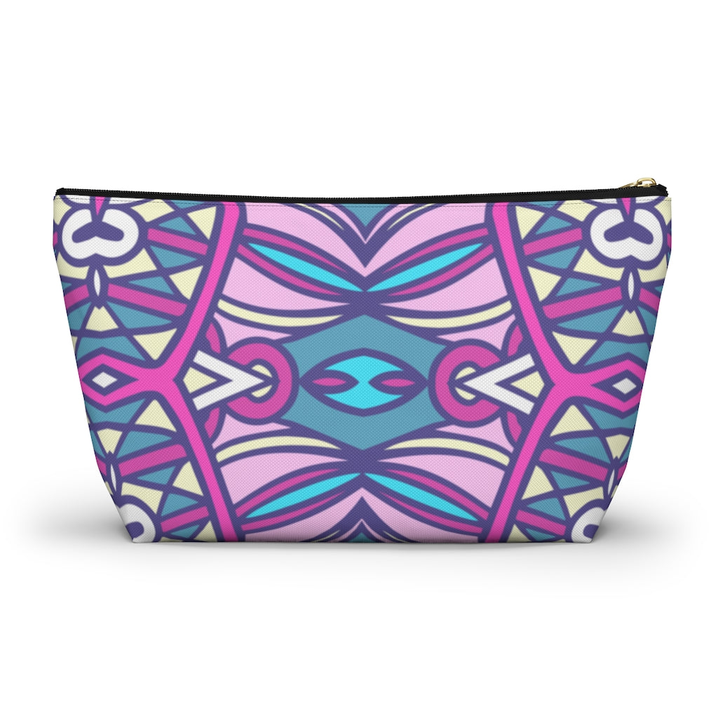 Lavender Teal Aztec Indian T-bottom Zipper Pouch