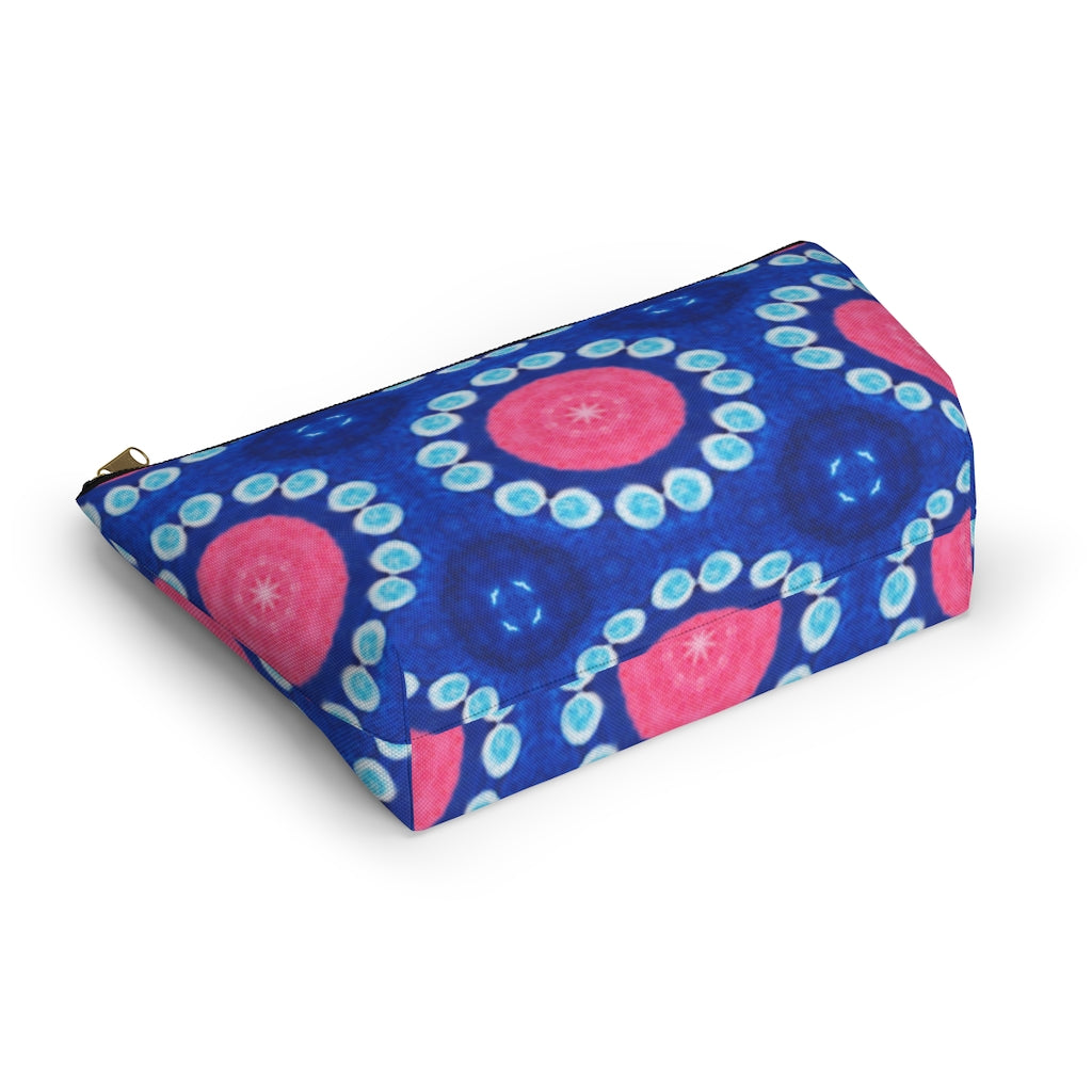 Pink Blue Circle T-bottom Zipper Pouch